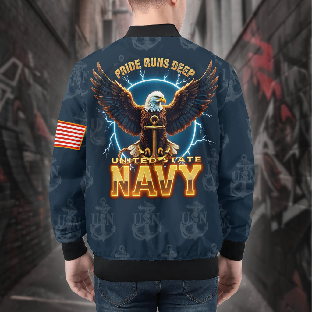 U.S. Navy Pride Runs Deep All-over Print Bomber Jacket product image 2