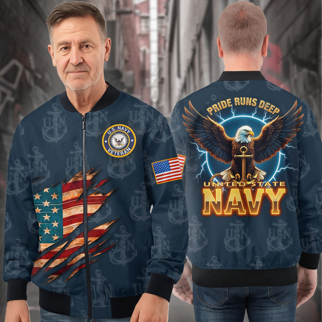 U.S. Navy Pride Runs Deep All-over Print Bomber Jacket product image 3