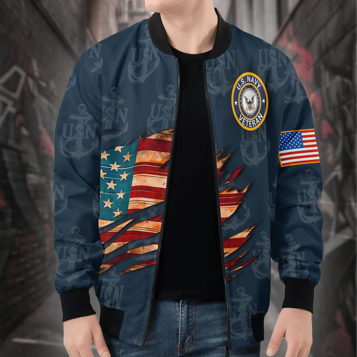 U.S. Navy Pride Runs Deep All-over Print Bomber Jacket product image 5