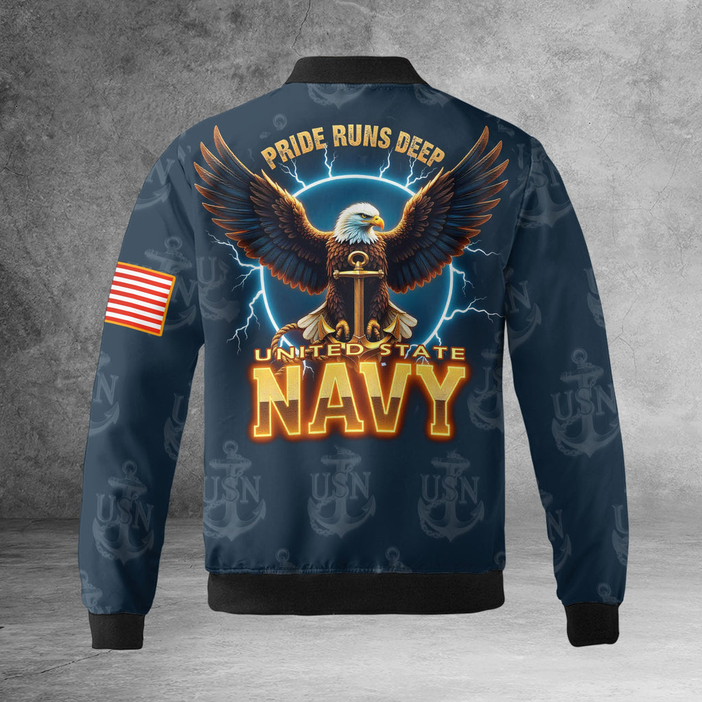 U.S. Navy Pride Runs Deep All-over Print Bomber Jacket product image 7