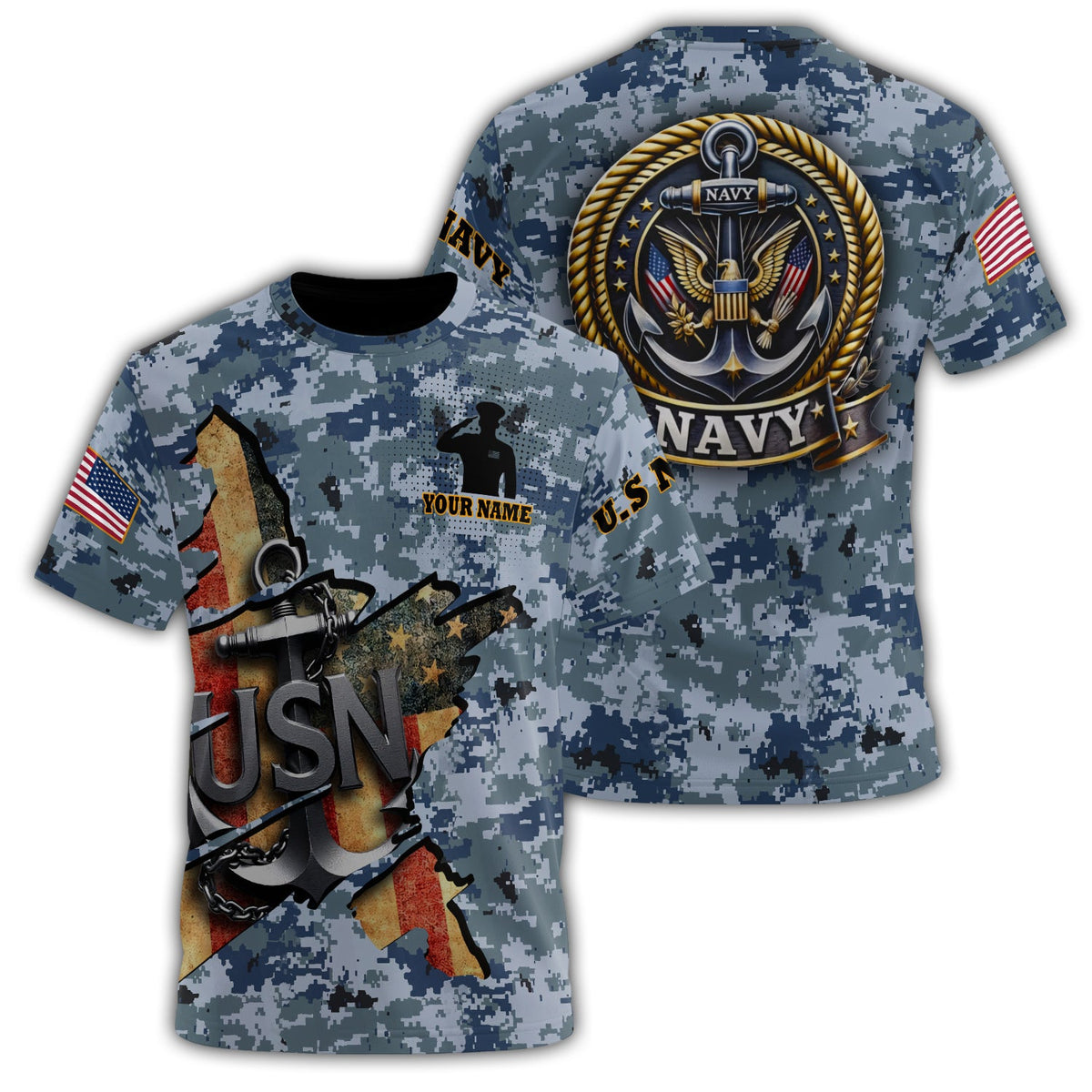 US Navy All-over Print Personalized T-Shirt product image 1