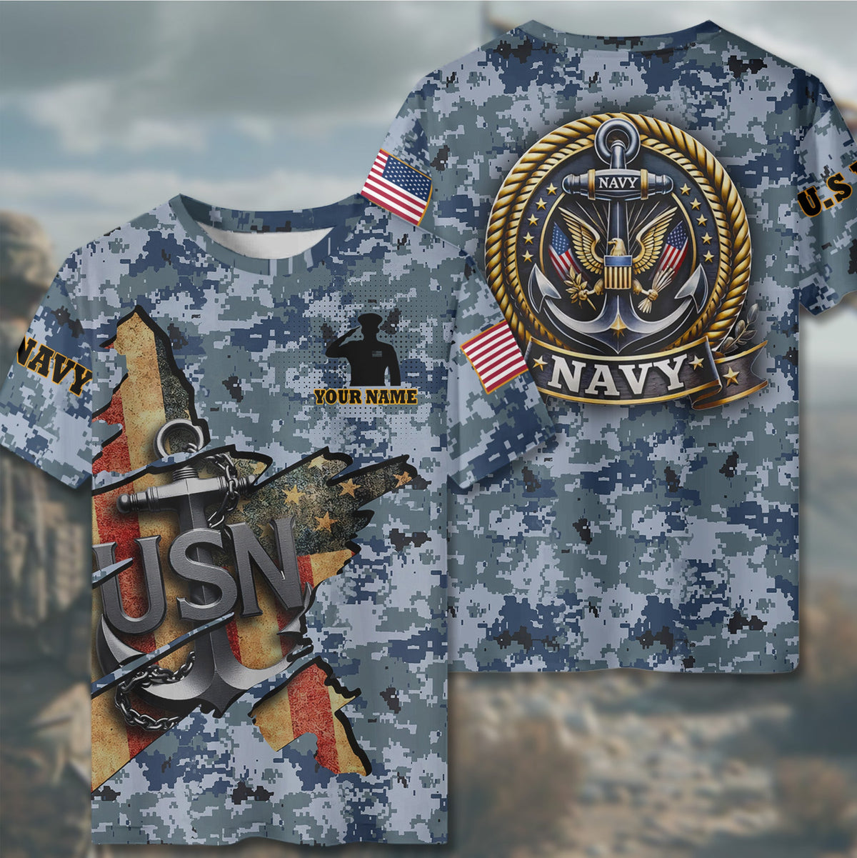 US Navy All-over Print Personalized T-Shirt product image 6