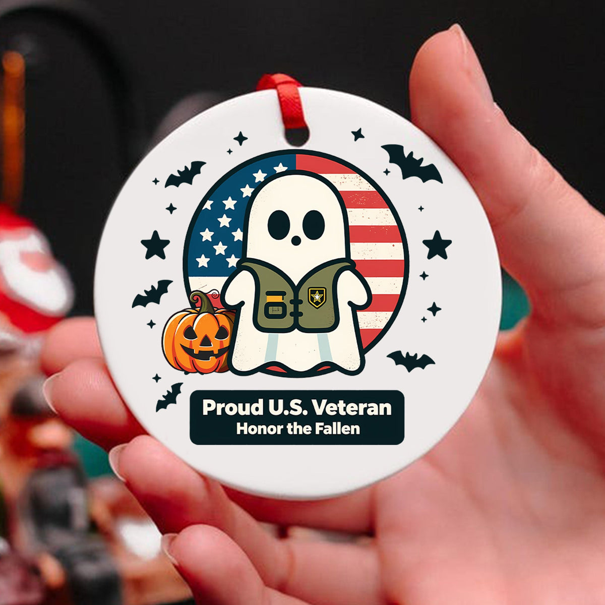 US Veteran Honor the Fallen Flag Ornament