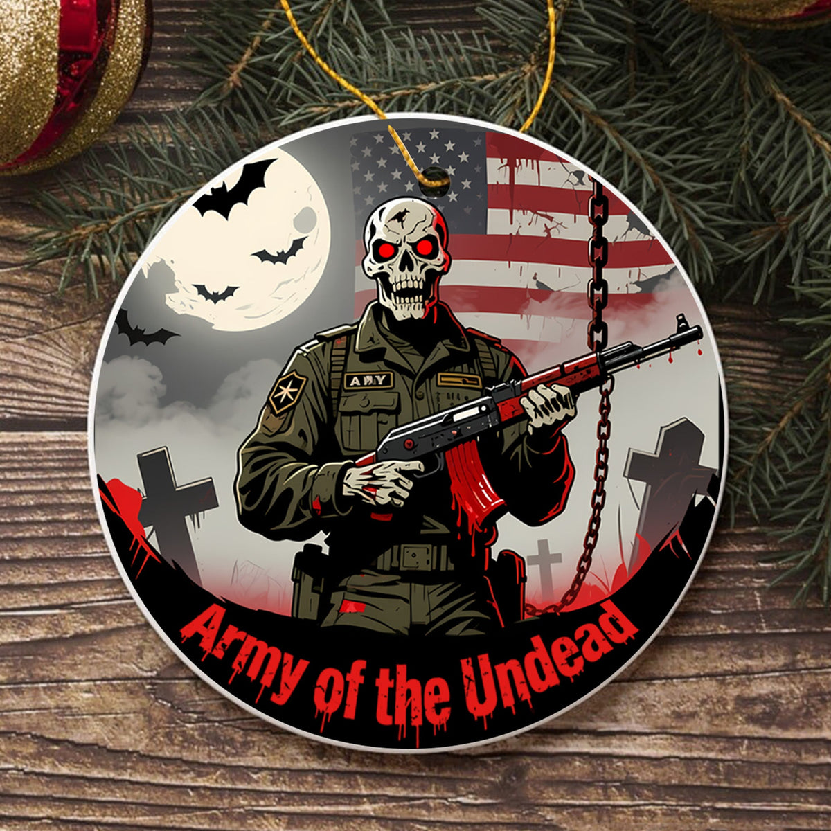 Army Veteran Patriotic Halloween Ornament