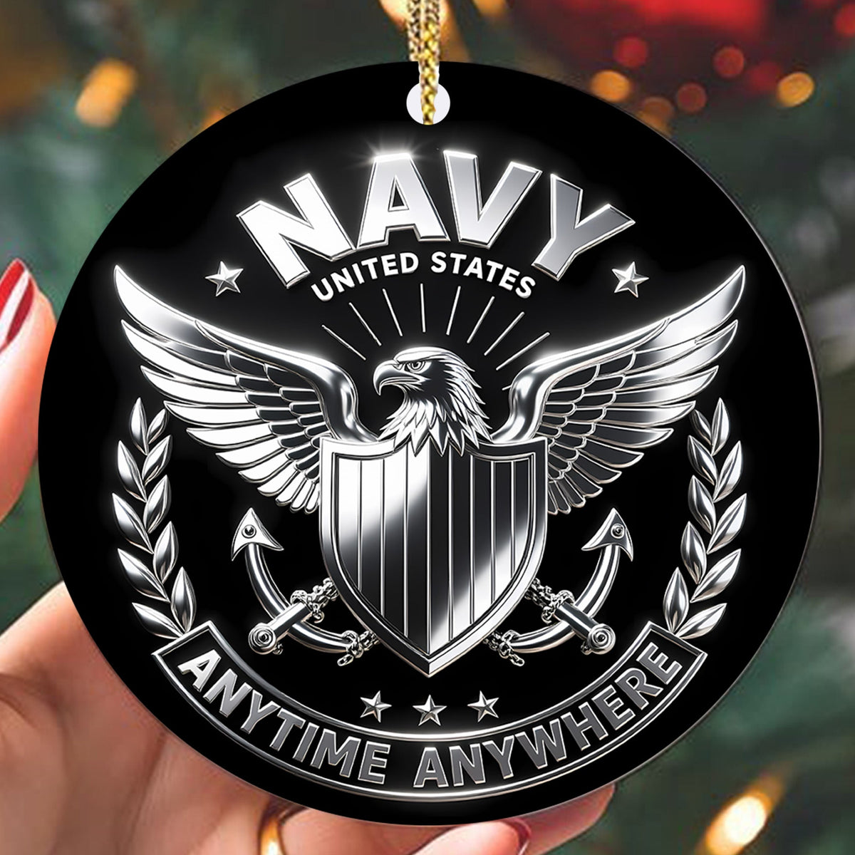 U.S. Navy Anytime Anywhere Veteran Ornament