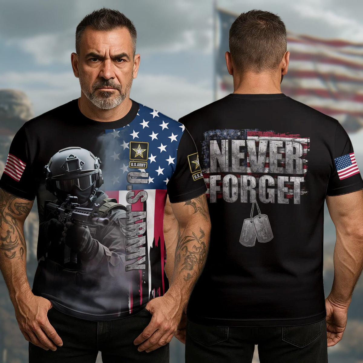 U.S. Army Honor the Fallen All-over Print T-Shirt product image 1
