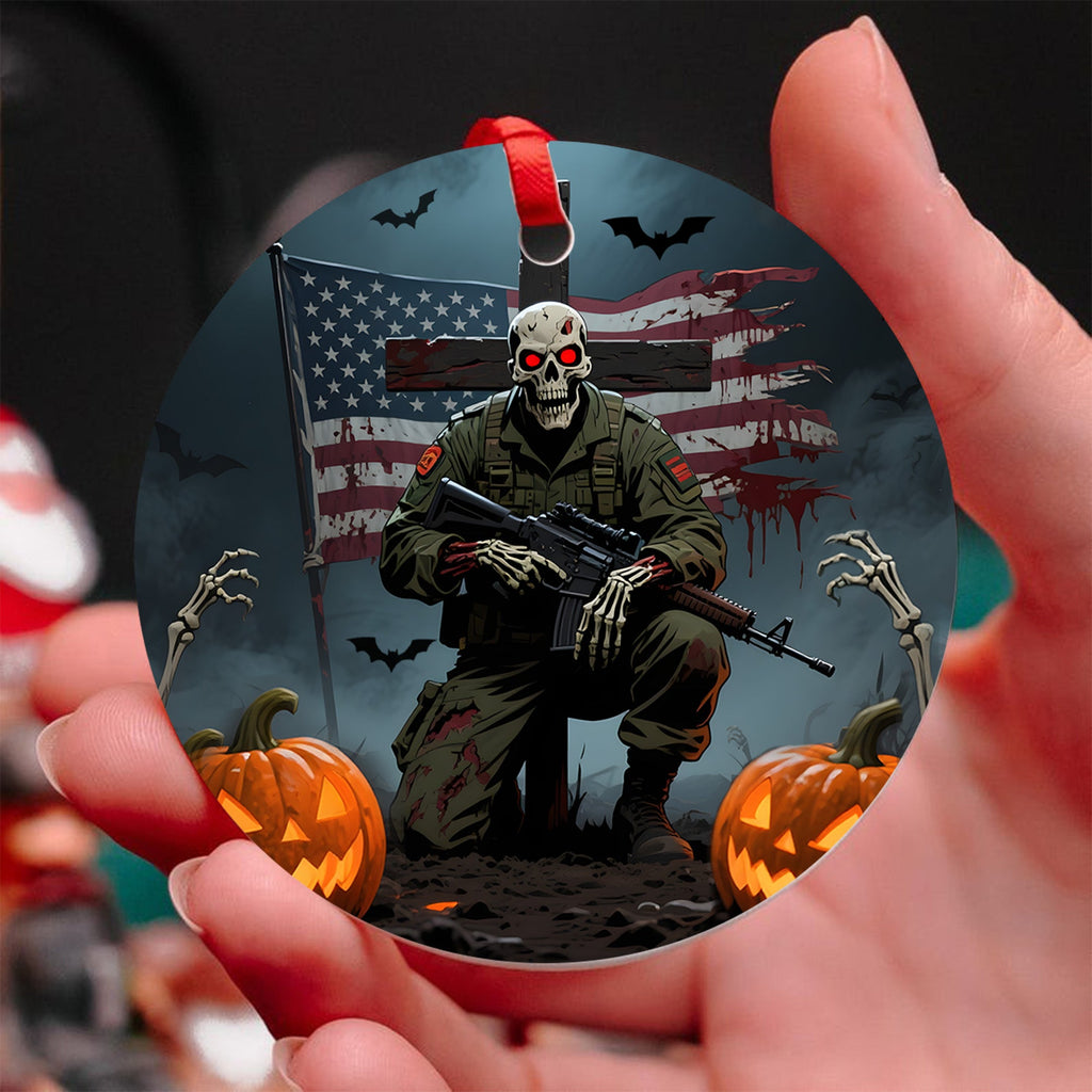 Haunted Veteran Pride Halloween Ornament