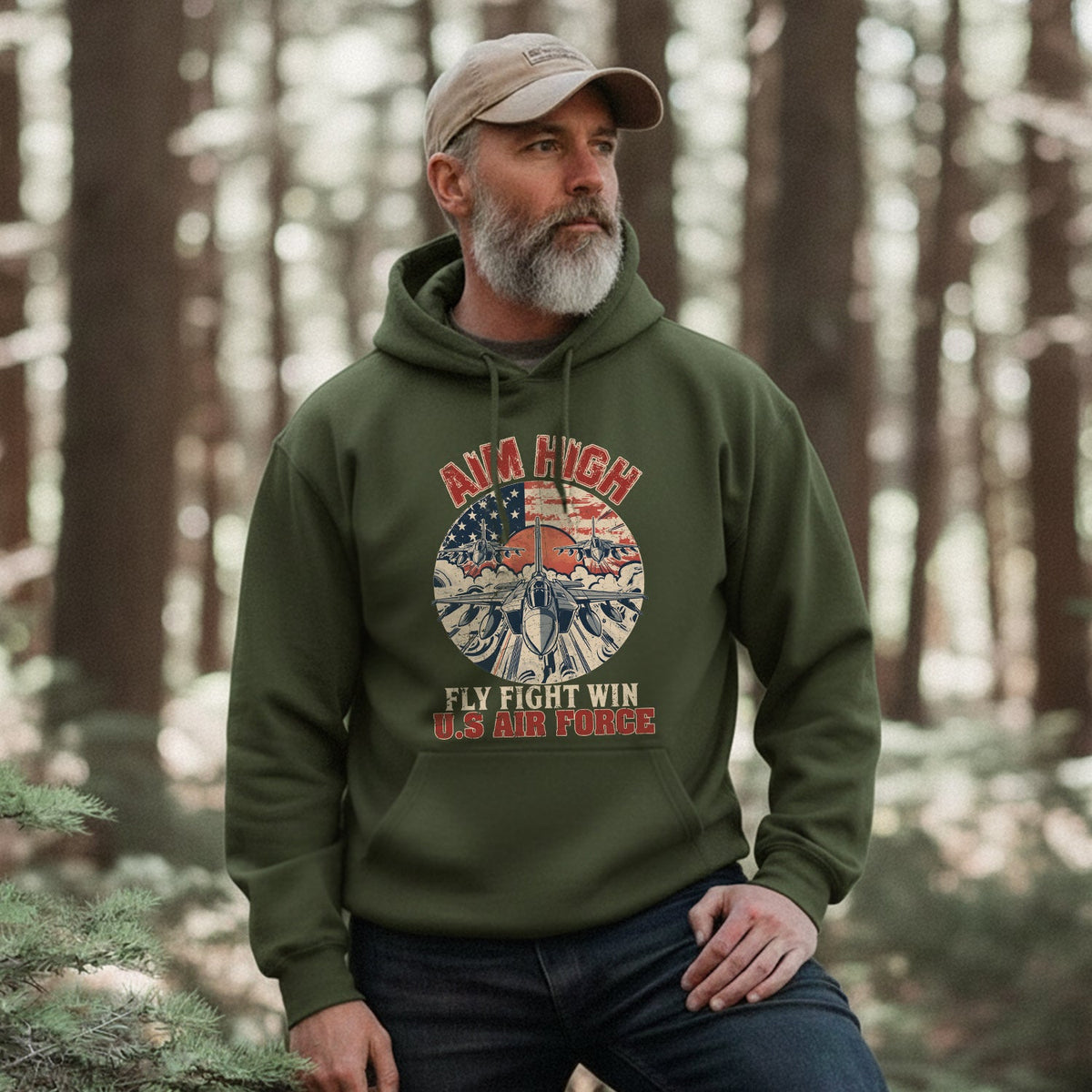Aim High Fly Fight Win US Air Force Hoodie product image 4