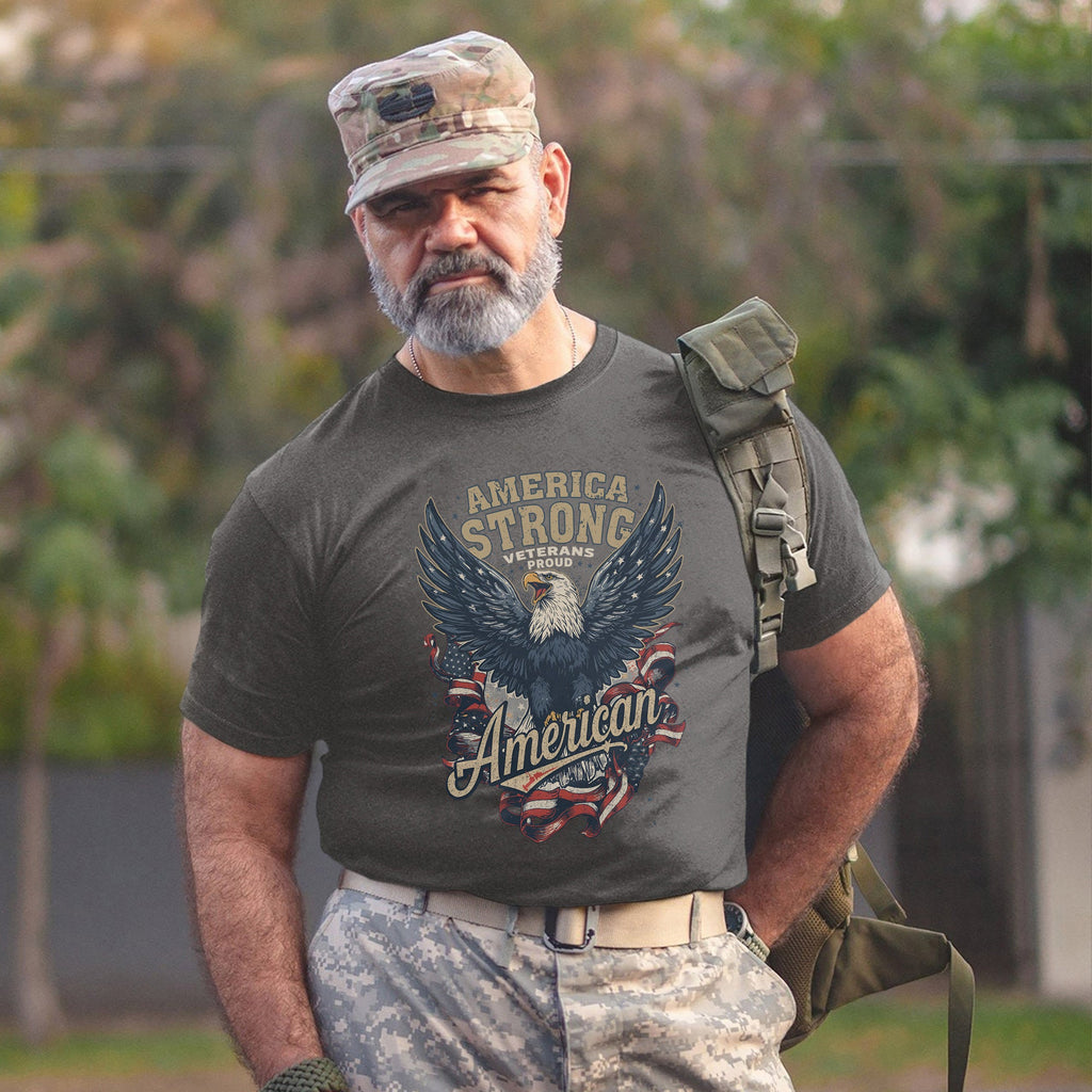 America Strong Veterans Proud Patriotic T-Shirt product image 9