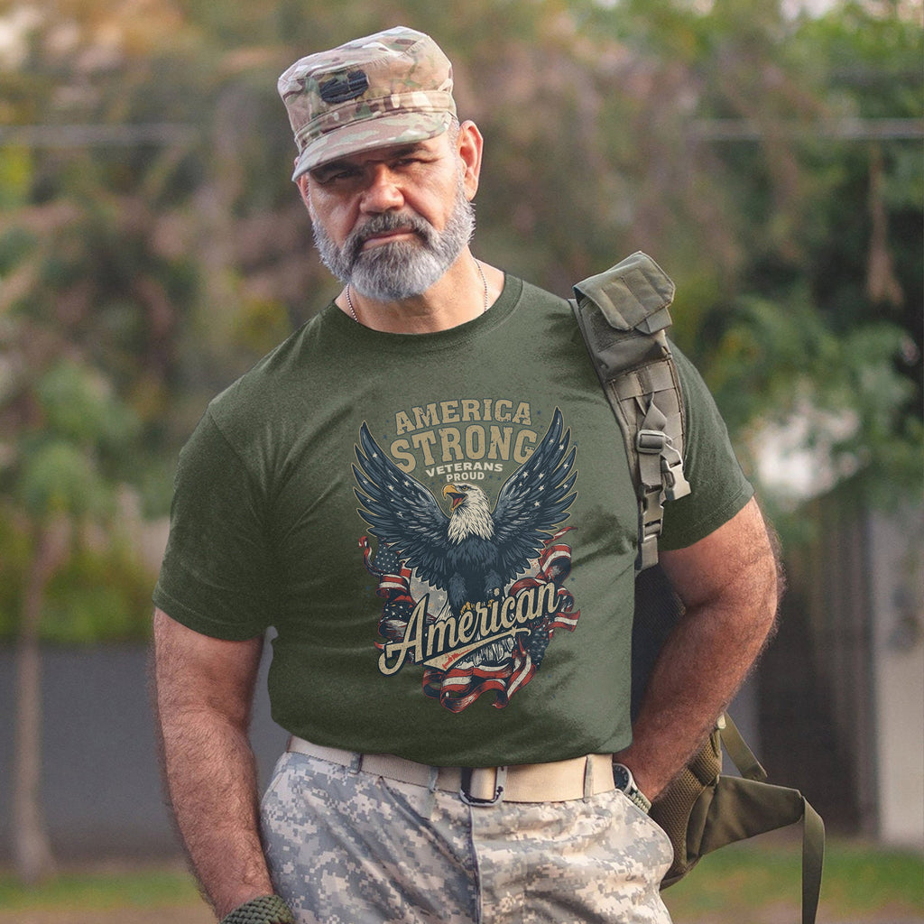 America Strong Veterans Proud Patriotic T-Shirt product image 10