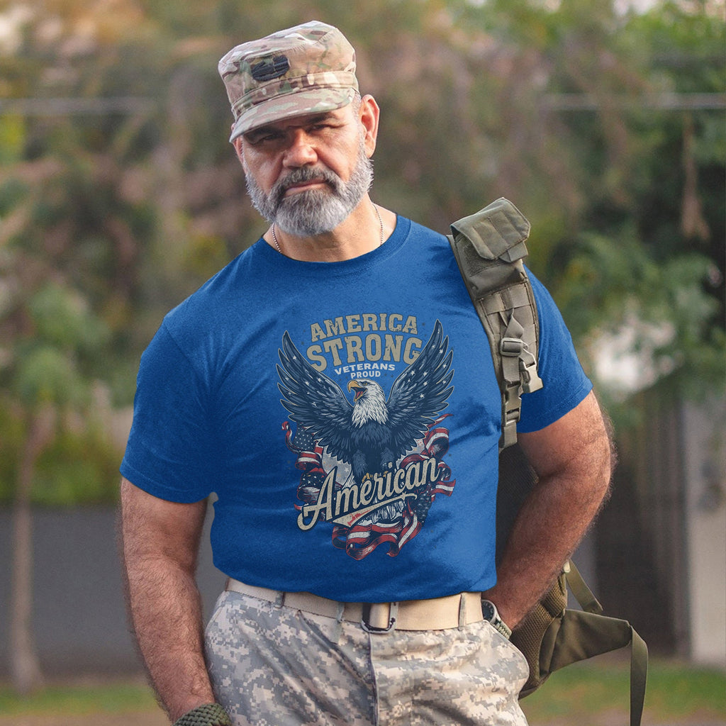 America Strong Veterans Proud Patriotic T-Shirt product image 14