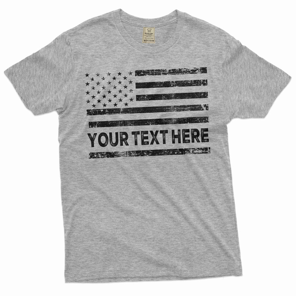 Custom USA Flag Add your Text T-shirt American with product image 5