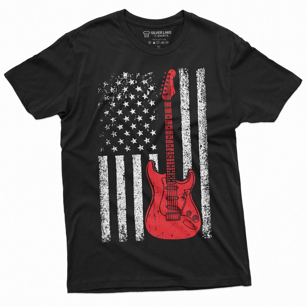 guitar usa flag t-shirt country music band gifts guitarists product image 1