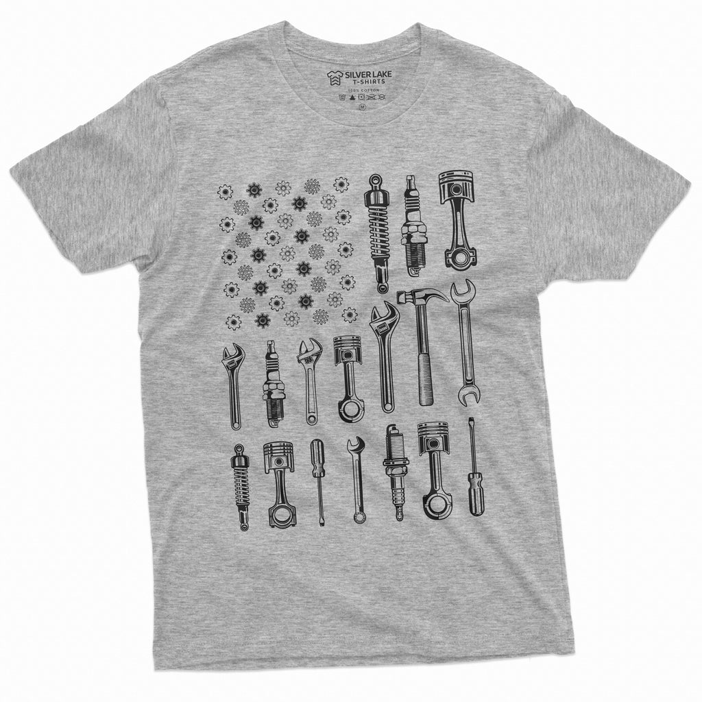 Men's Mechanic USA Flag T-shirt Tools patriotic Father's product image 10