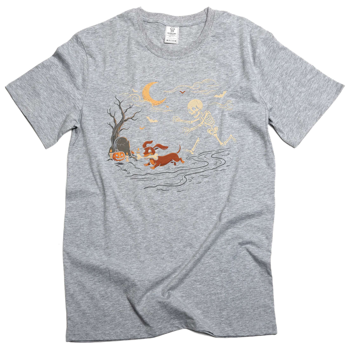 Funny Halloween Shirt Skeleton Chasing Dog Spooky Season product image 5