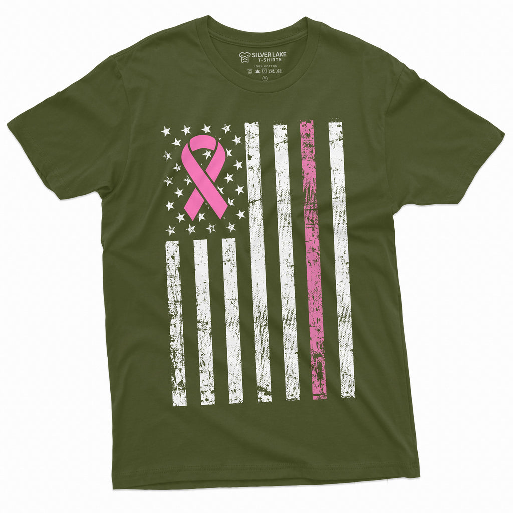 USA Flag Cancer awareness Ribbon T-shirt Mens Womens Unisex product image 10