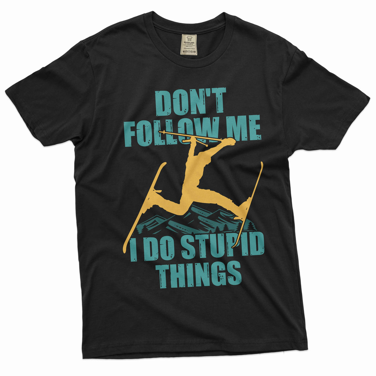 Men's funny skiing T-shirt Ski Snowboard sports winter product image 1
