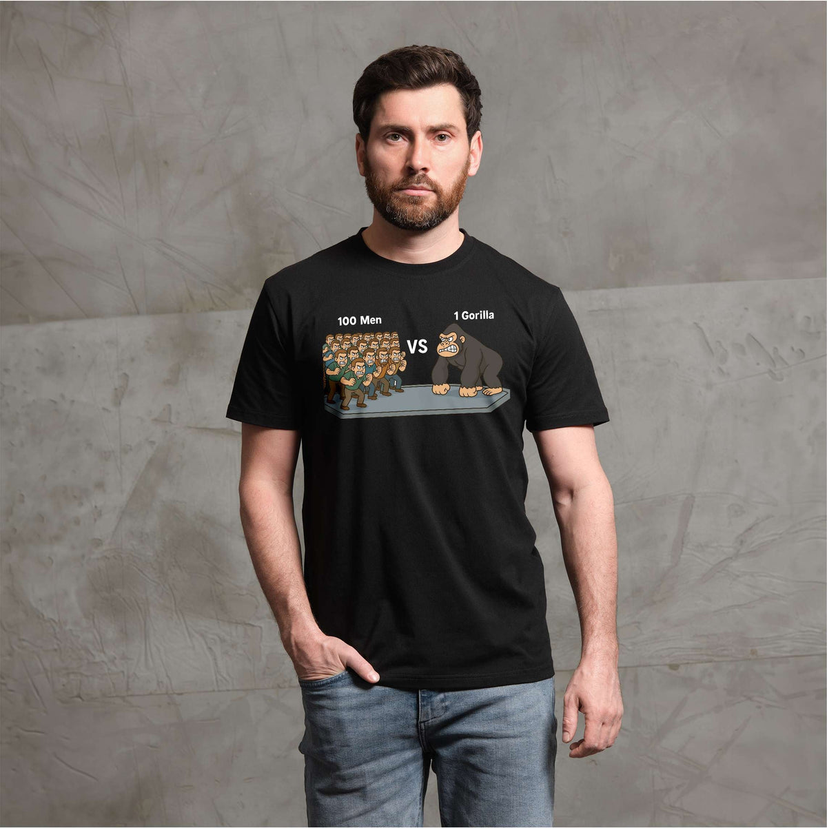 Internet Meme funny Gorilla vs Men challenge tee shirt 100 product image 2