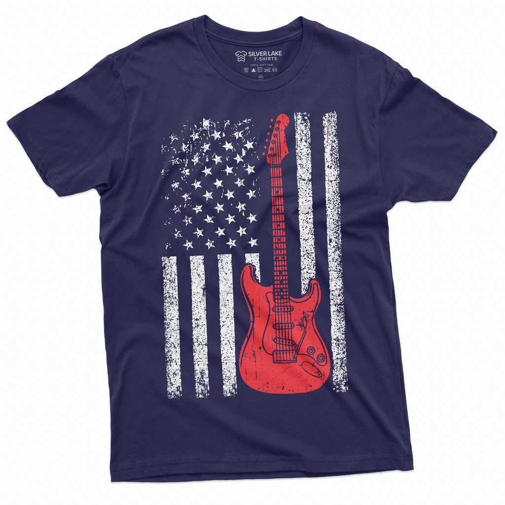 guitar usa flag t-shirt country music band gifts guitarists product image 3