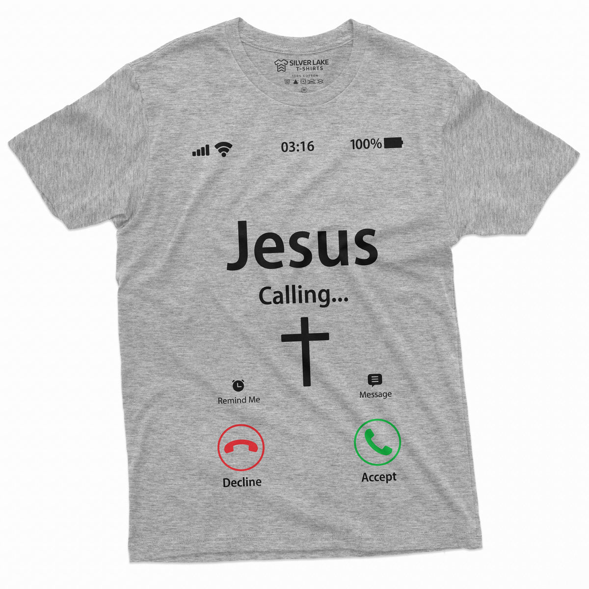 Jesus Calling Accept Decline Phone Menu Tee Shirt Church product image 11