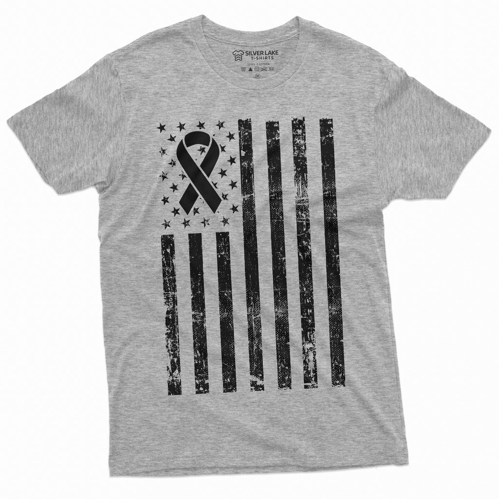 USA Flag Cancer awareness Ribbon T-shirt Mens Womens Unisex product image 11