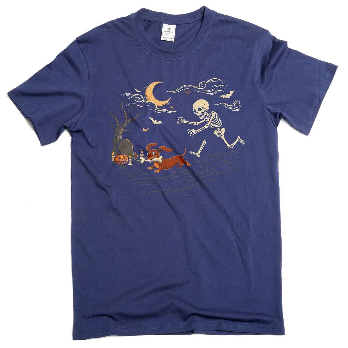 Funny Halloween Shirt Skeleton Chasing Dog Spooky Season product image 3