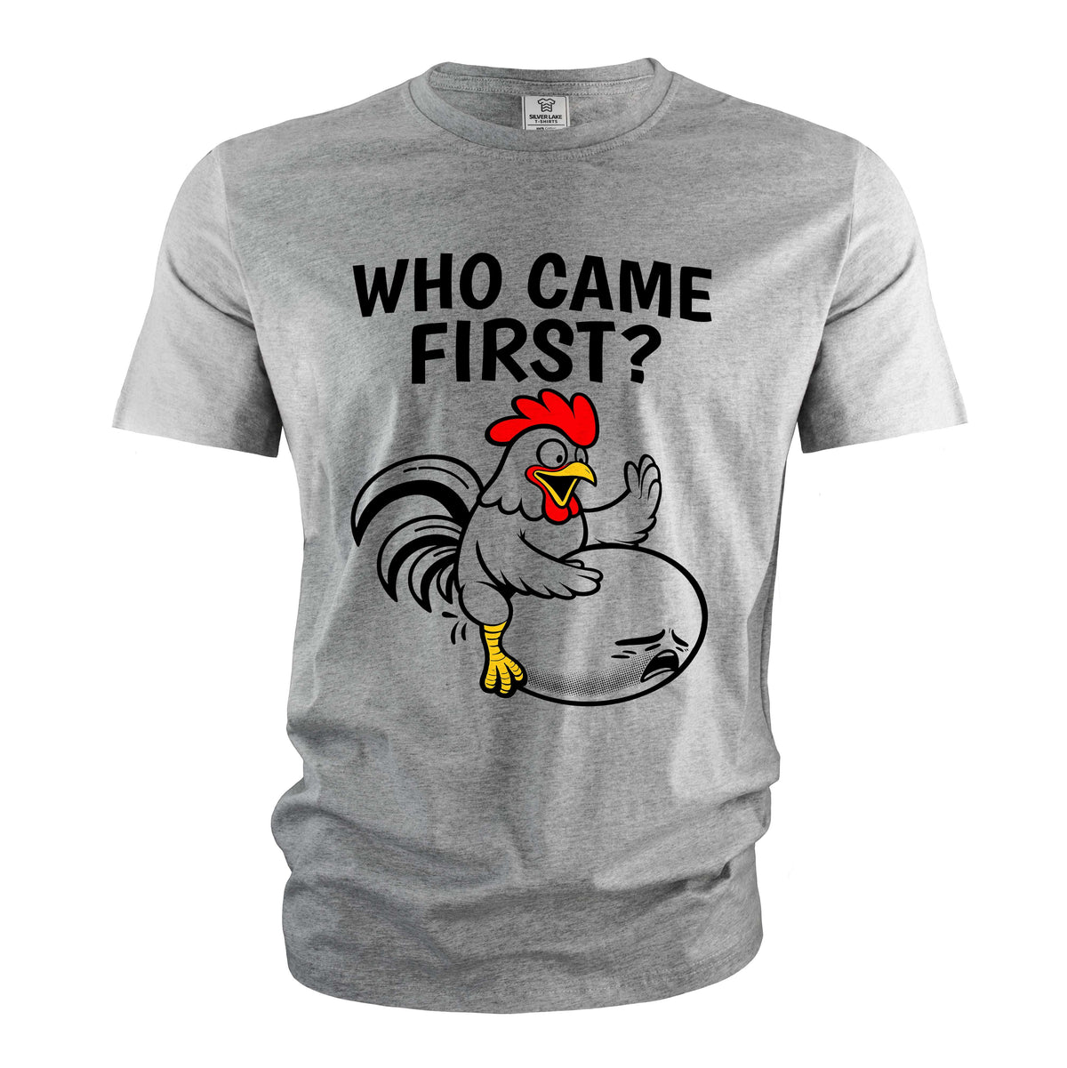 Men's Funny humorous T-shirt who came first classic chicken product image 4