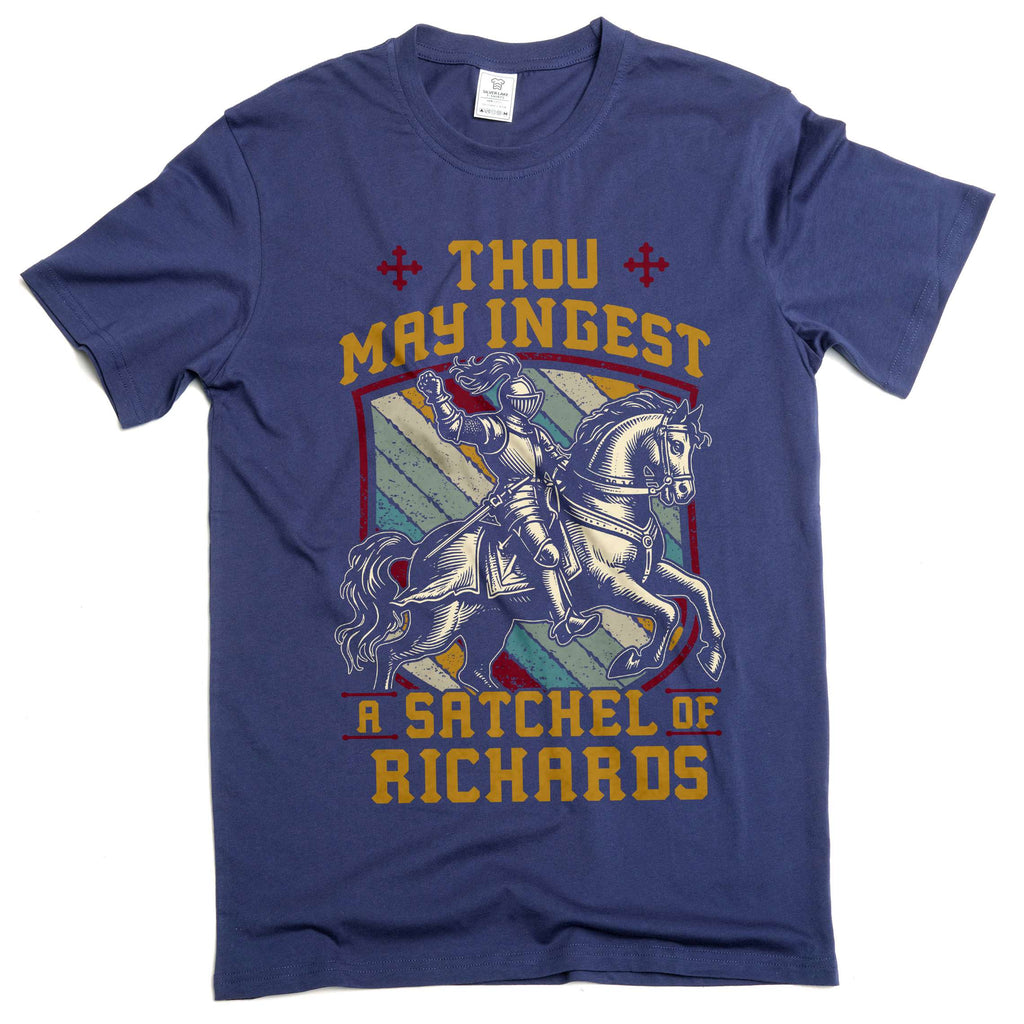 Men's Funny Adult humor satchel of richards T-shirt old English sarcastic tee
