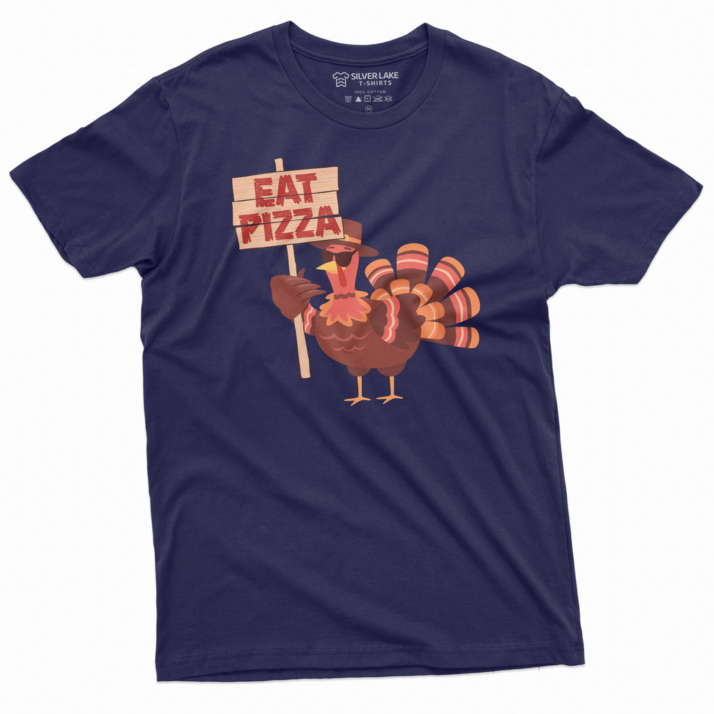 Funny Thanksgiving T-shirt Turkey Eat Pizza Cool Graphic product image 3