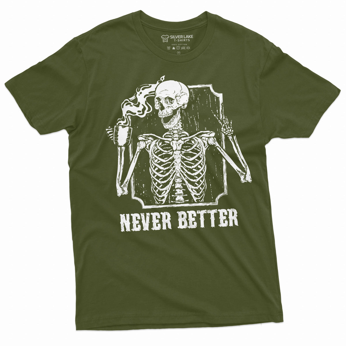 Coffee and Skeleton Halloween funny T-shirt Mens Womens product image 1