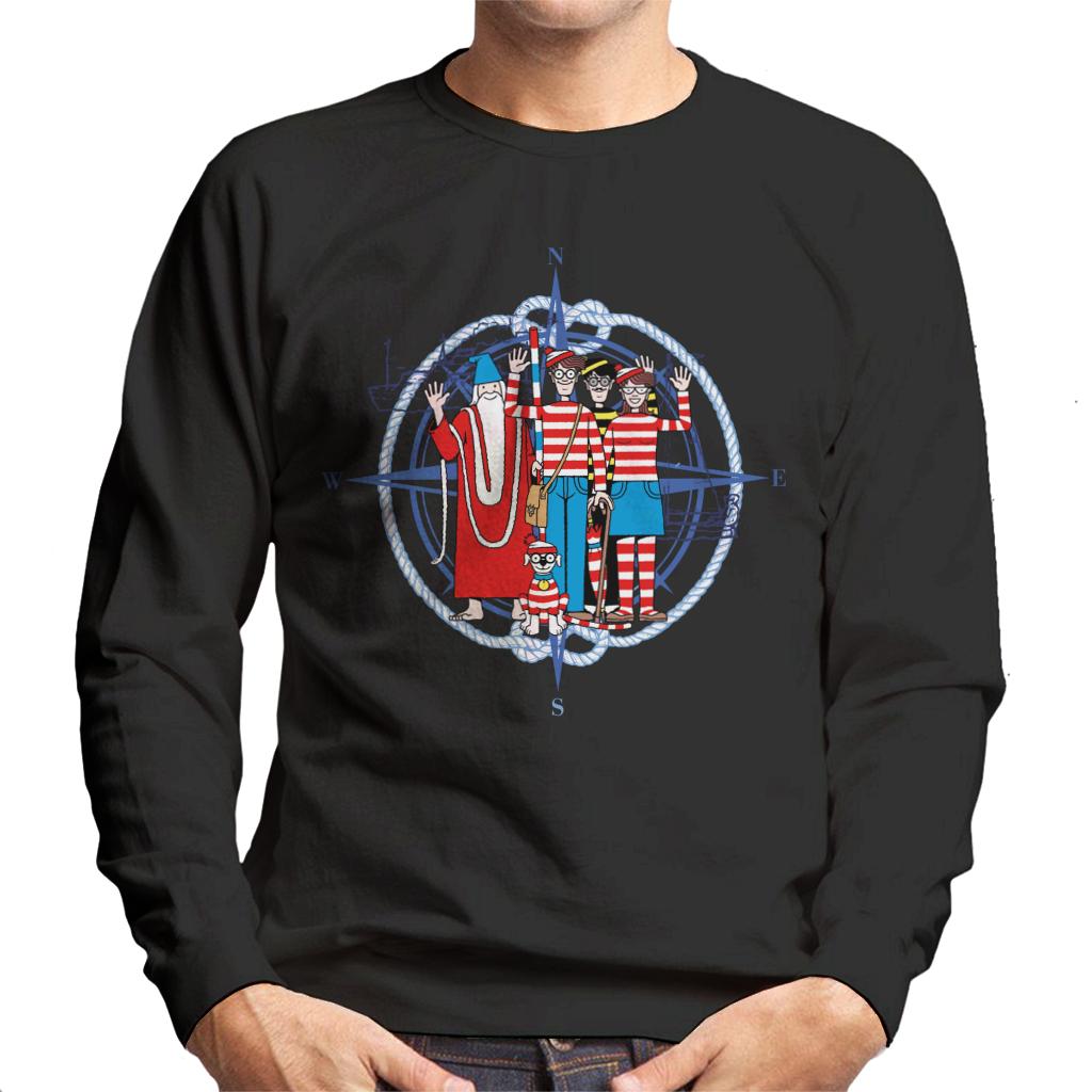 Where's Wally Compass Characters Waving Men's Sweatshirt product image 1
