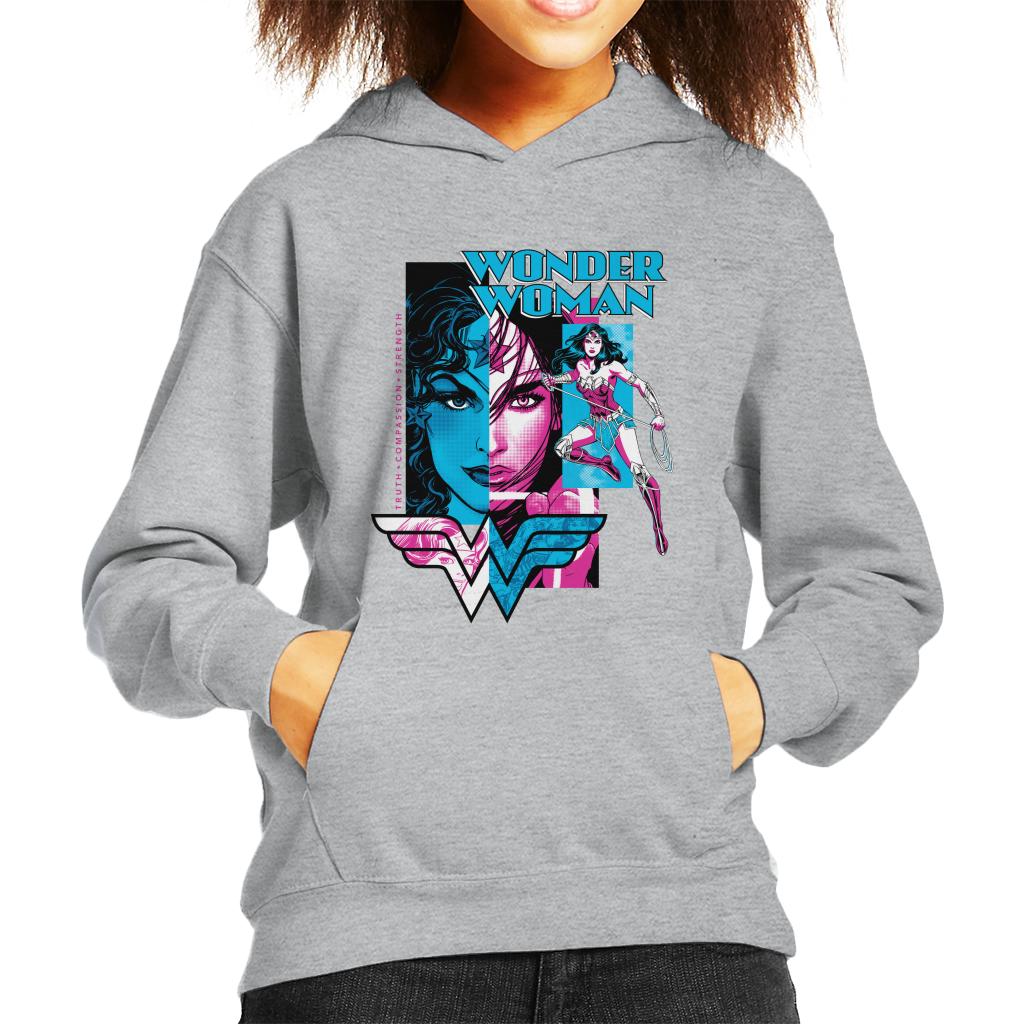 Wonder Woman Blue And Purple Montage Kid's Hooded Sweatshirt product image 4