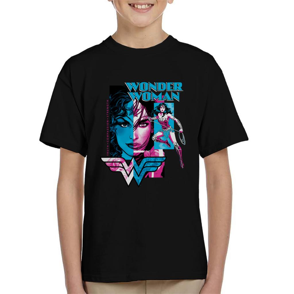 Wonder Woman Blue And Purple Montage Kid's T-Shirt product image 1