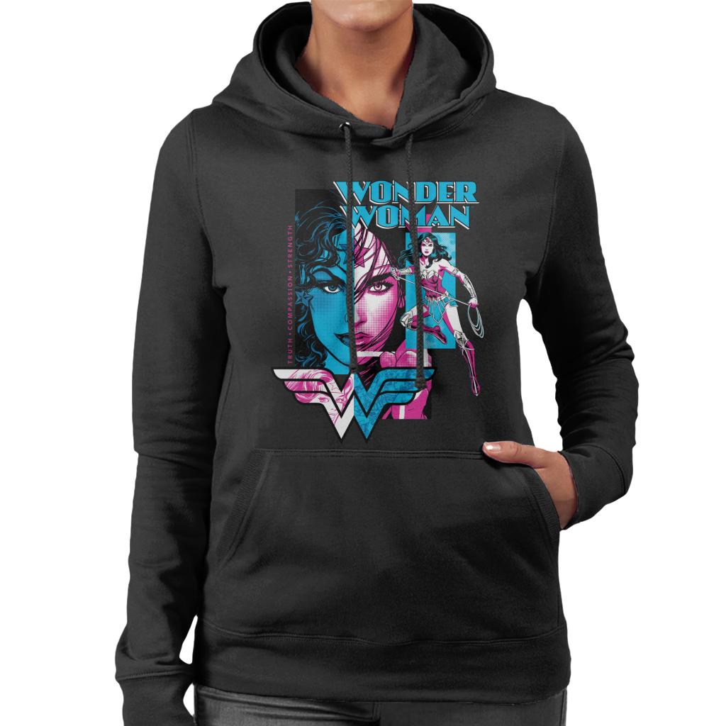 Wonder Woman Blue And Purple Montage Women's Hooded product image 1