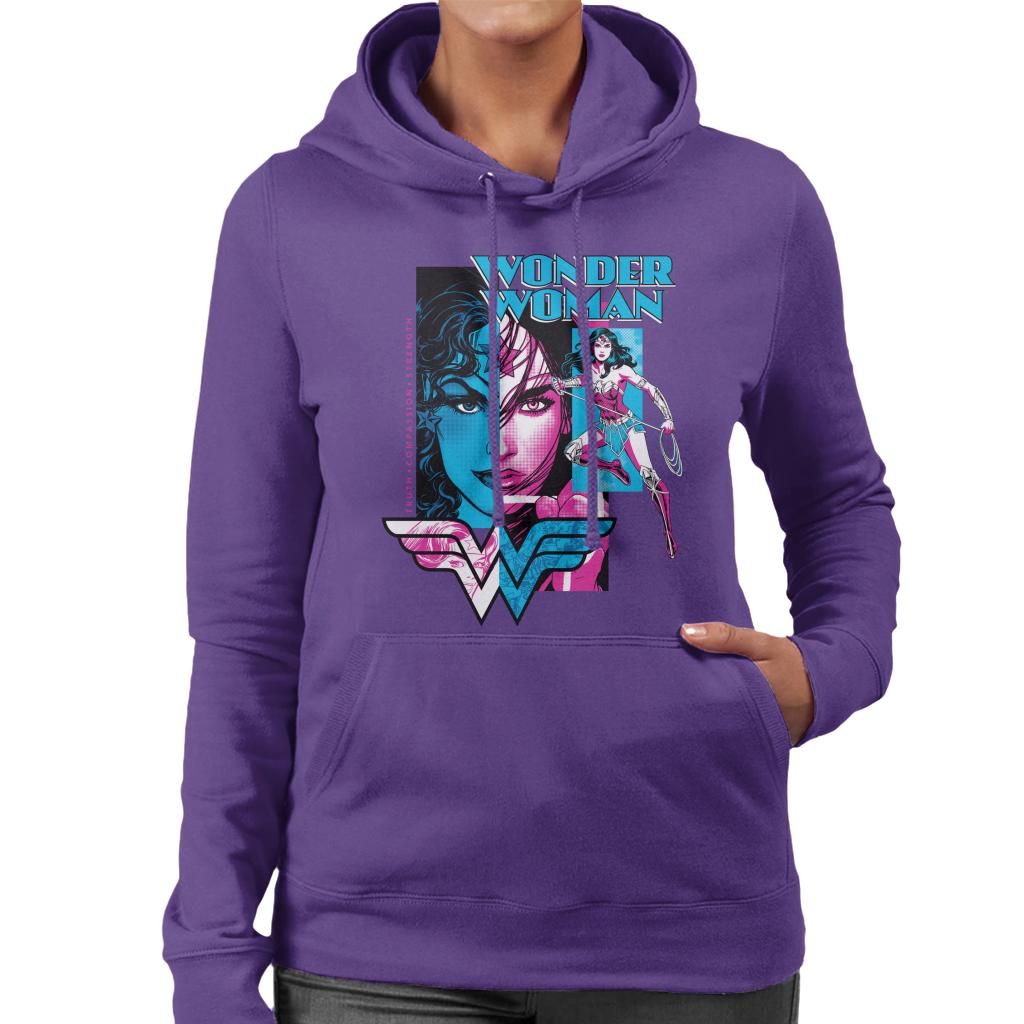 Wonder Woman Blue And Purple Montage Women's Hooded product image 6