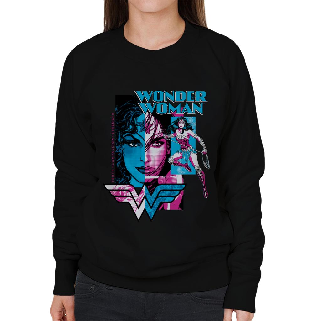 Wonder Woman Blue And Purple Montage Women's Sweatshirt product image 1