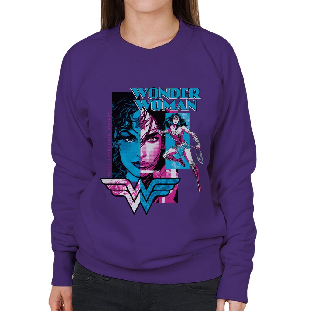 Wonder Woman Blue And Purple Montage Women's Sweatshirt product image 6