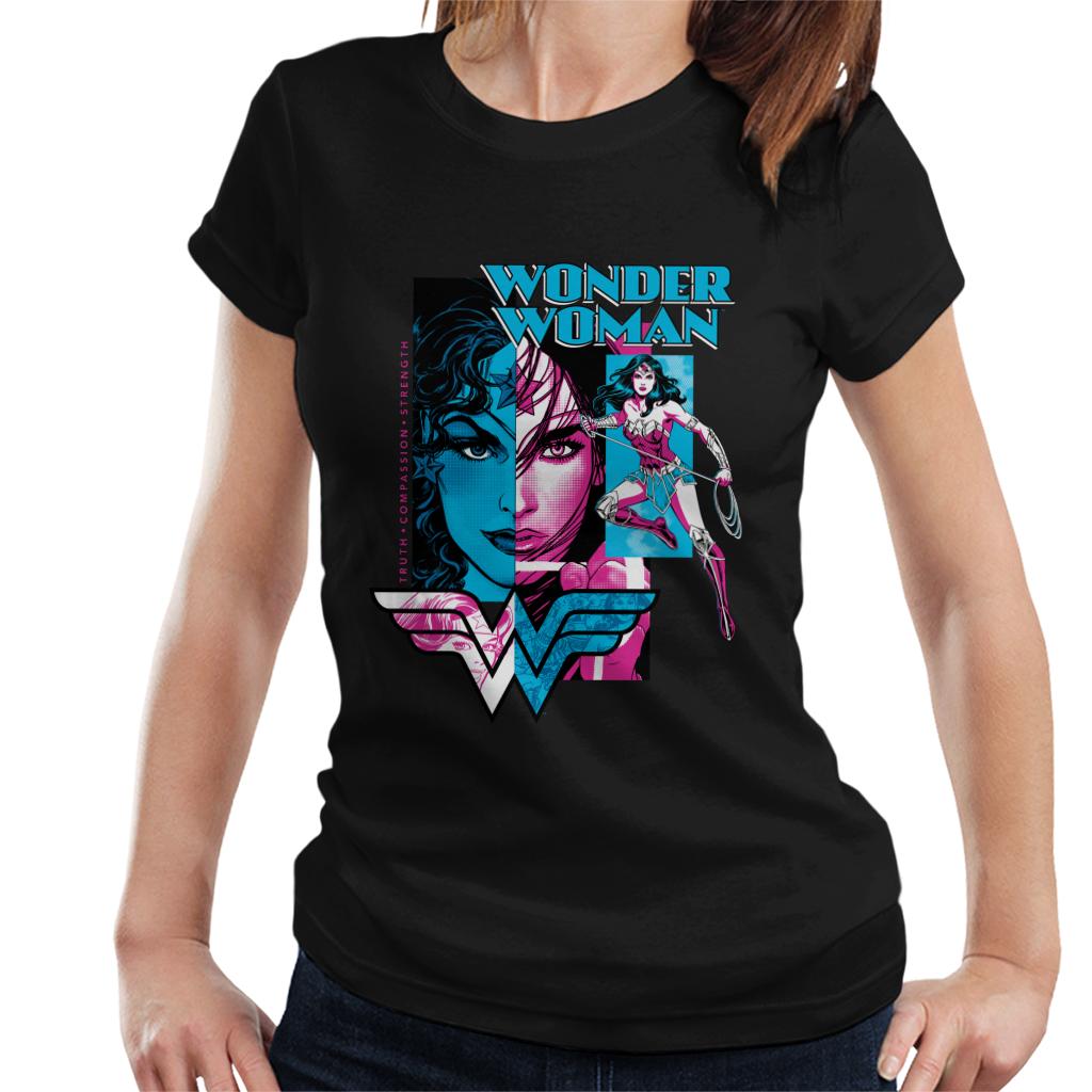 Wonder Woman Blue And Purple Montage Women's T-Shirt product image 1