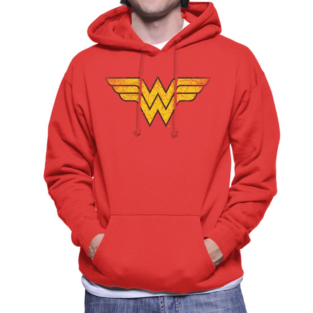 Wonder Woman Faded Yellow Logo Men's Hooded Sweatshirt product image 4