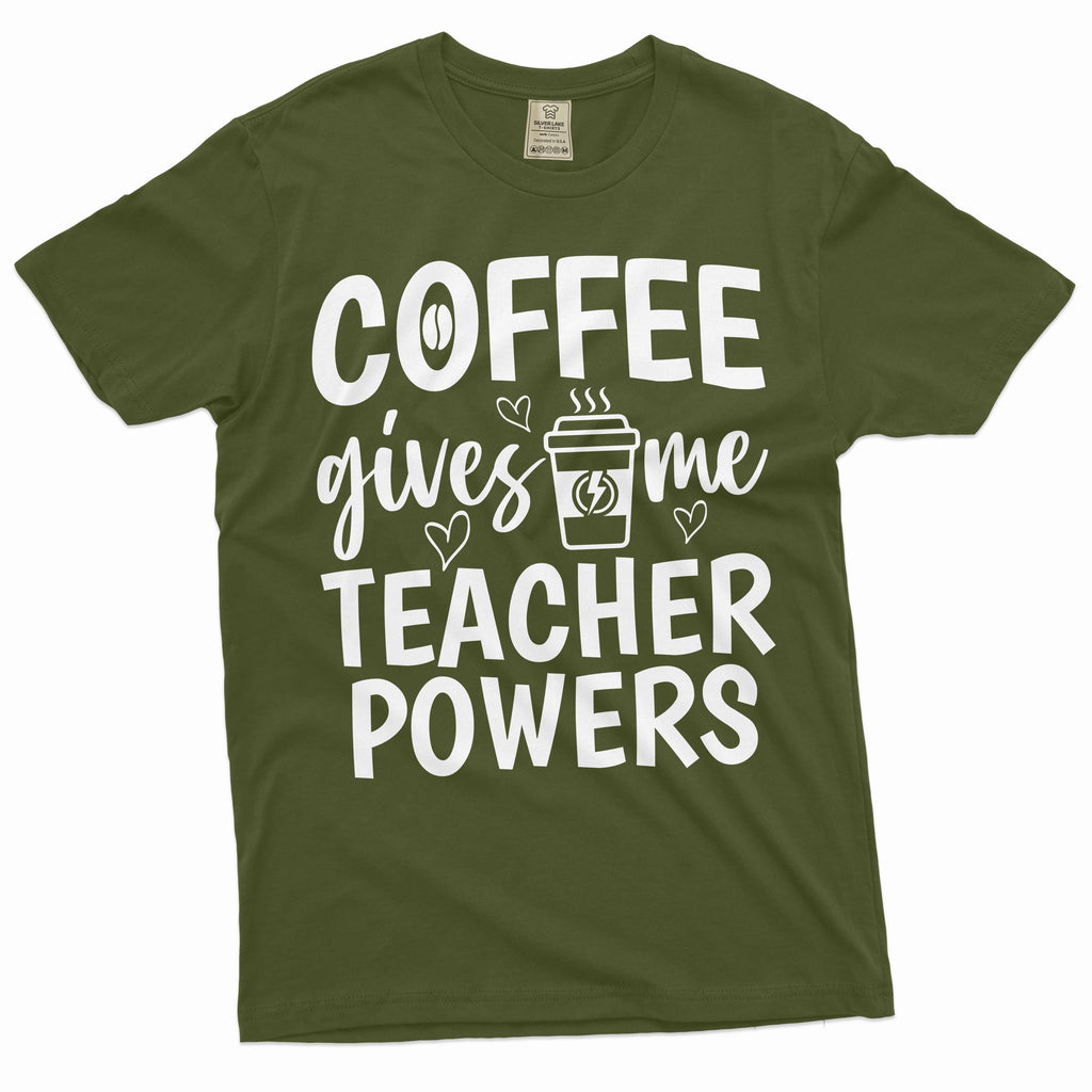 Coffee gives me teacher powers funny T-shirt back to school product image 4