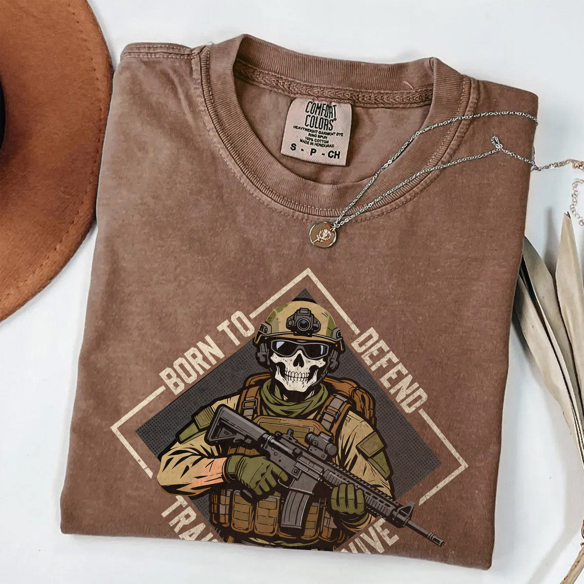 Born to Defend Proud Veteran Comfort Colors T-Shirt product image 11
