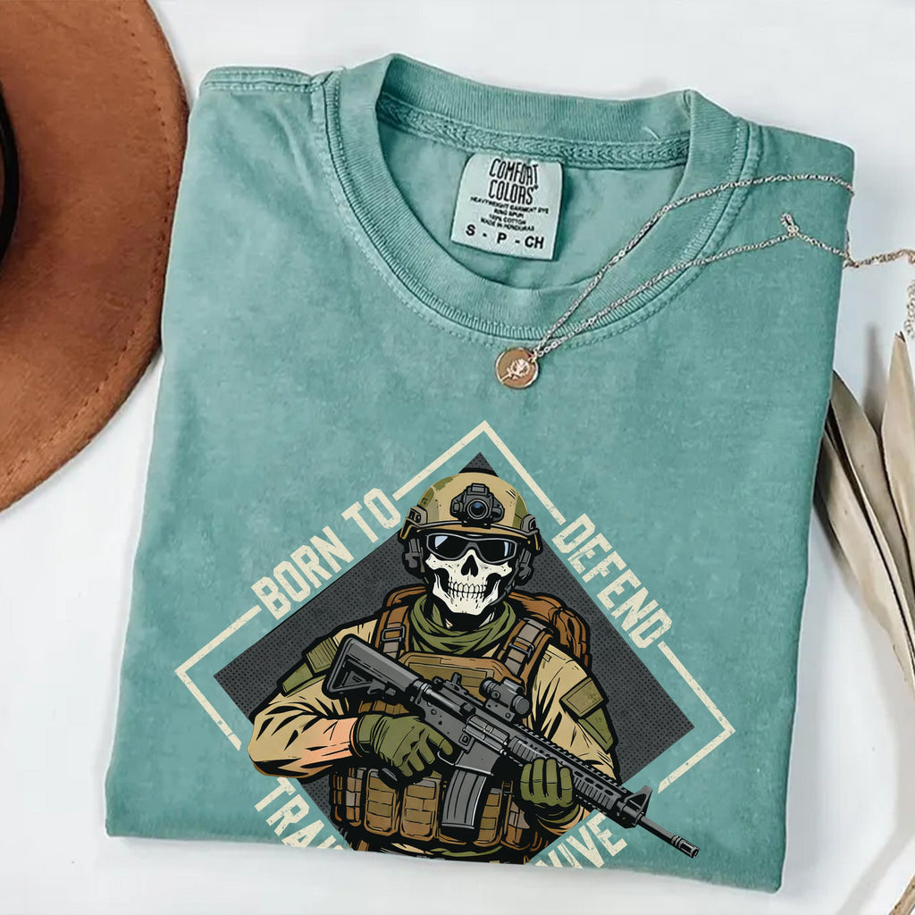 Born to Defend Proud Veteran Comfort Colors T-Shirt product image 15