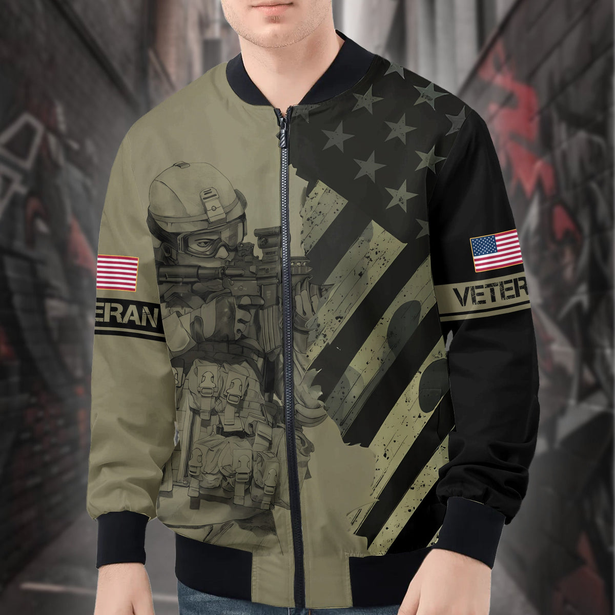 US Veteran Proud All-over Print Bomber Jacket product image 1