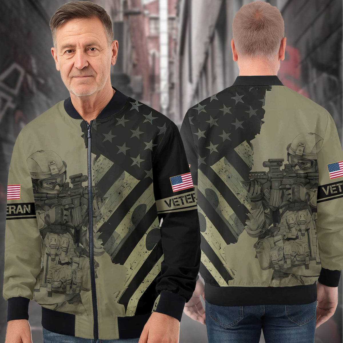 US Veteran Proud All-over Print Bomber Jacket product image 3
