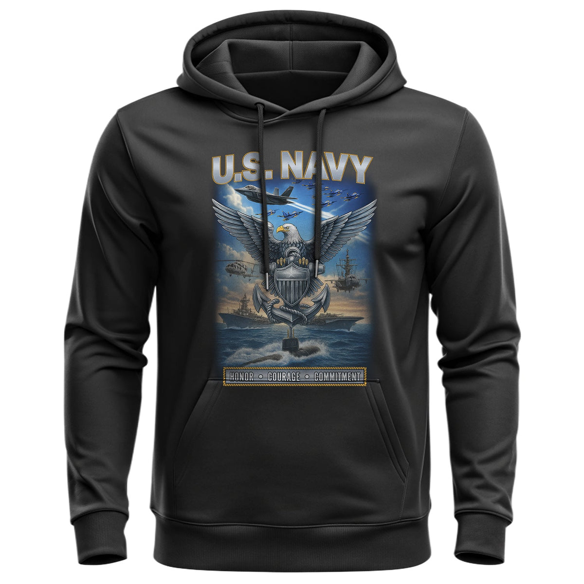 Navy Honor Courage Commitment Proud Veteran Hoodie product image 1