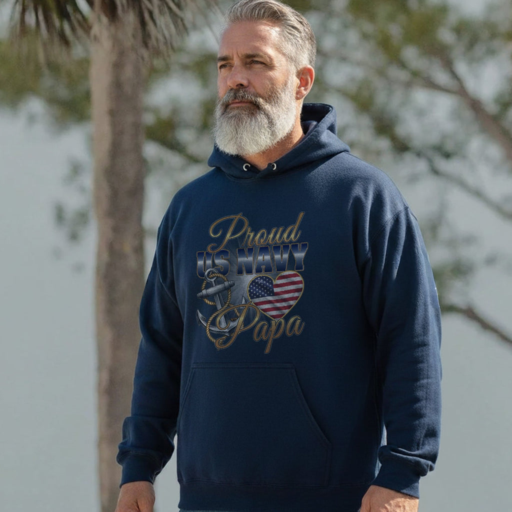 Proud US Navy Papa Honor Courage Love Hoodie product image 2