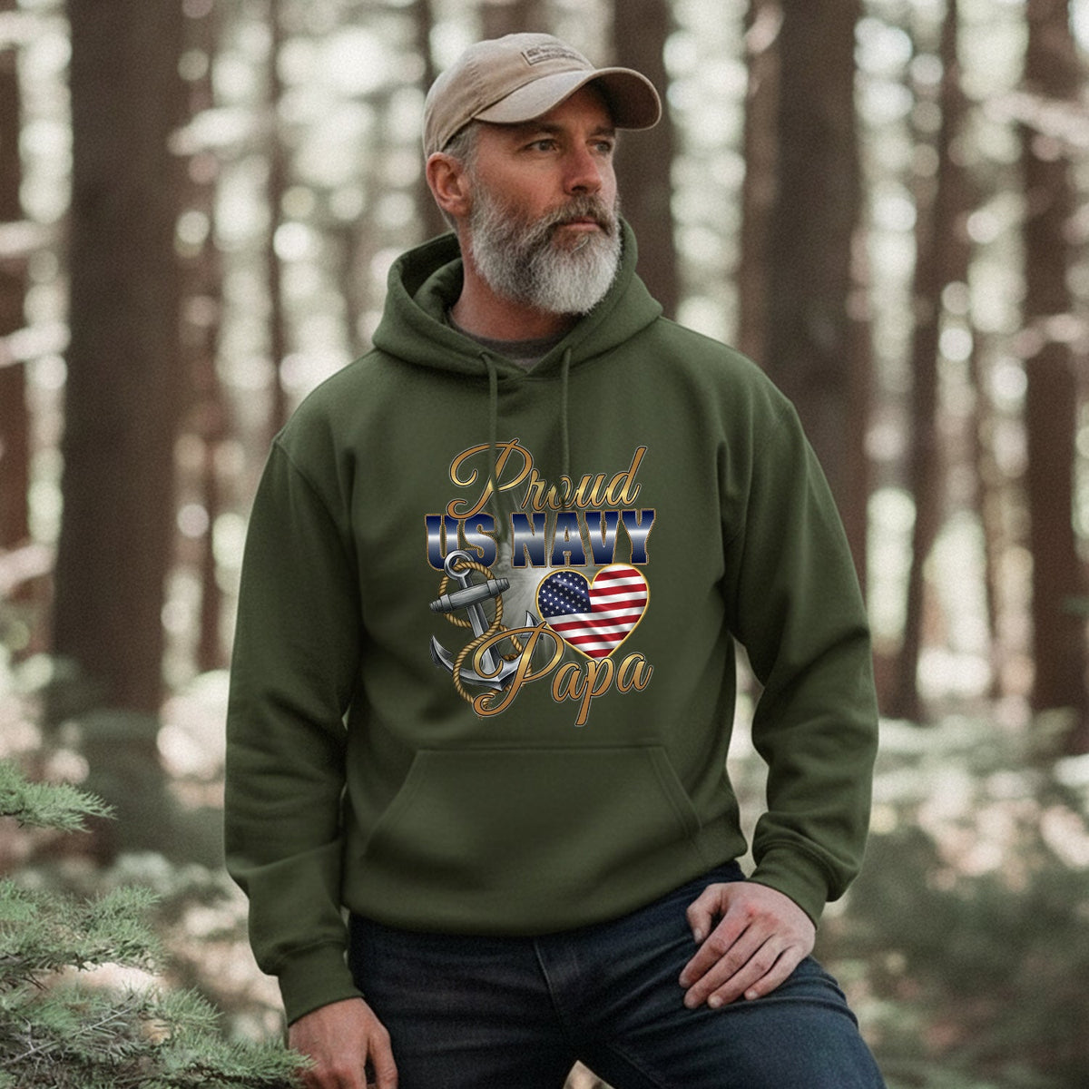 Proud US Navy Papa Honor Courage Love Hoodie product image 4