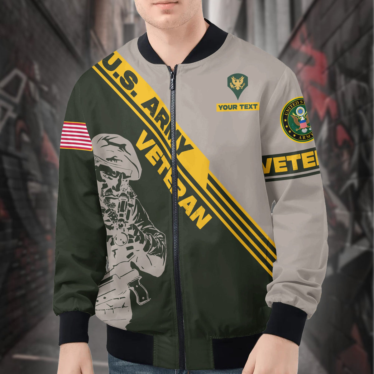US Army Veteran Personalized All-over Print Bomber Jacket product image 1
