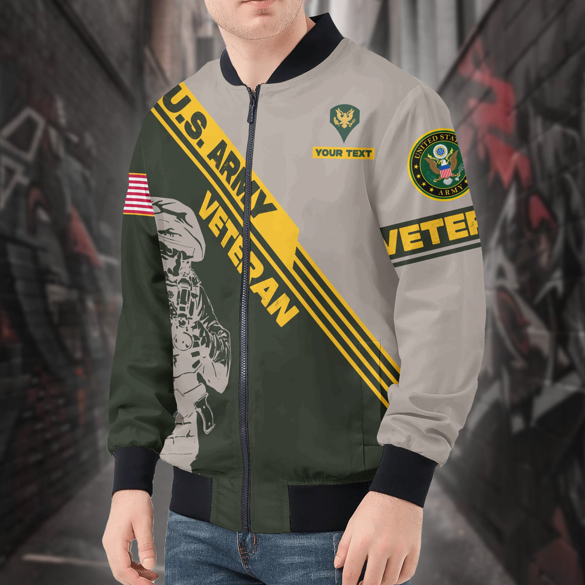 US Army Veteran Personalized All-over Print Bomber Jacket product image 4