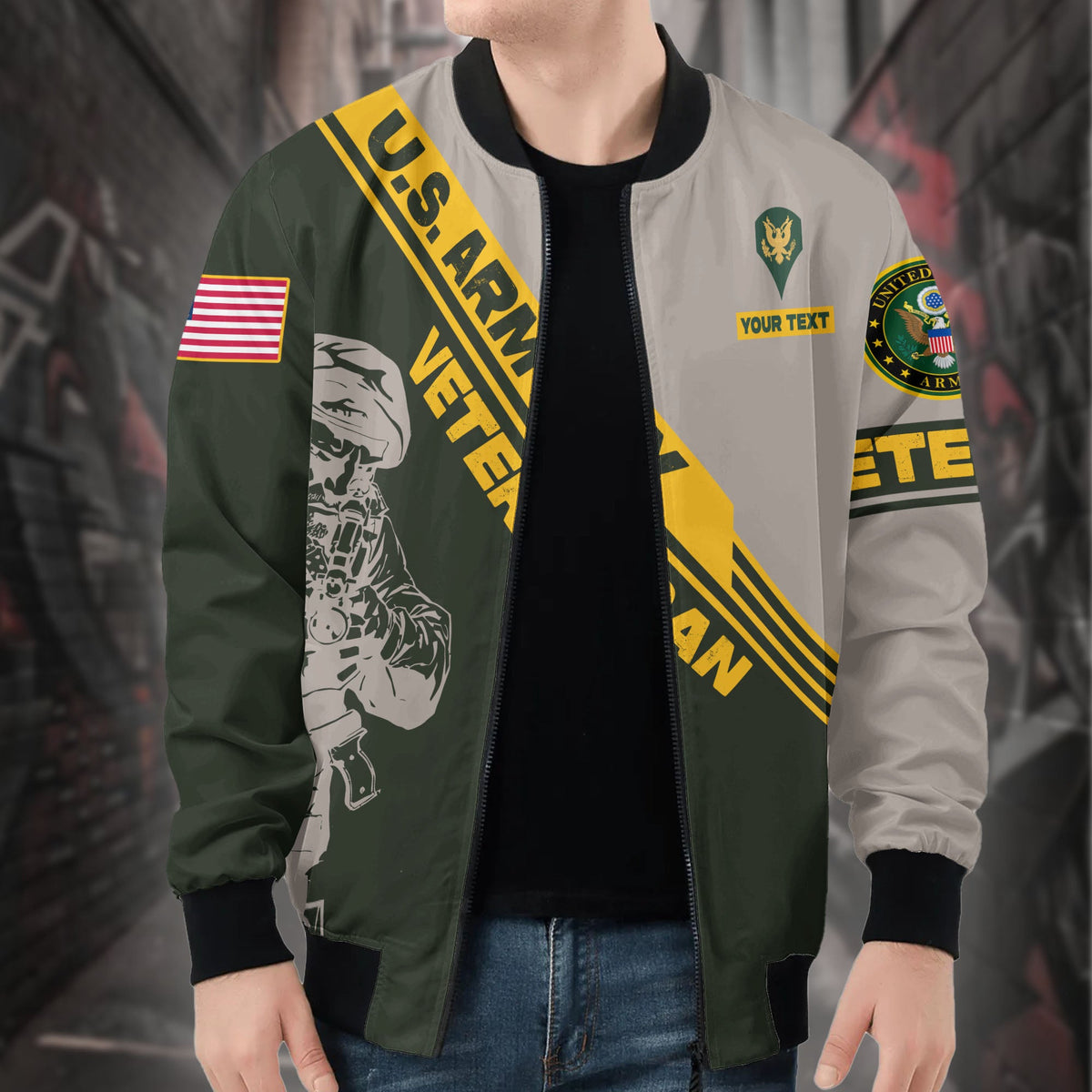 US Army Veteran Personalized All-over Print Bomber Jacket product image 5